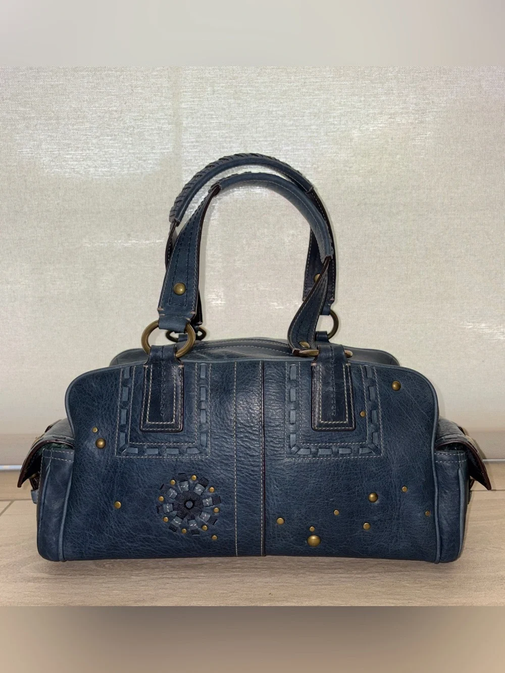 RARE Limited Edition Coach Mia Satchel – Style 10064 – Ink Blue Leather